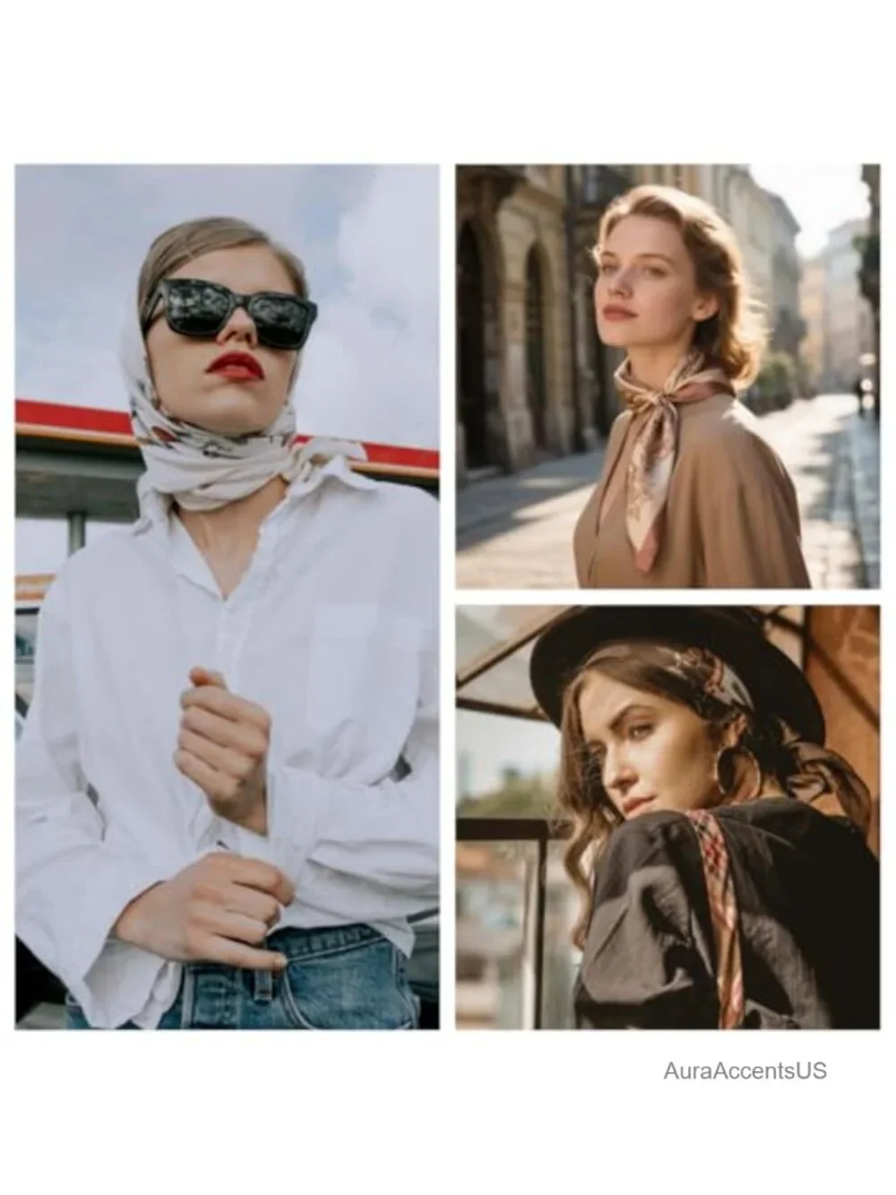Satin Silk Feeling Hair Scarf for Women Lightweight Fashion Bag Scarf